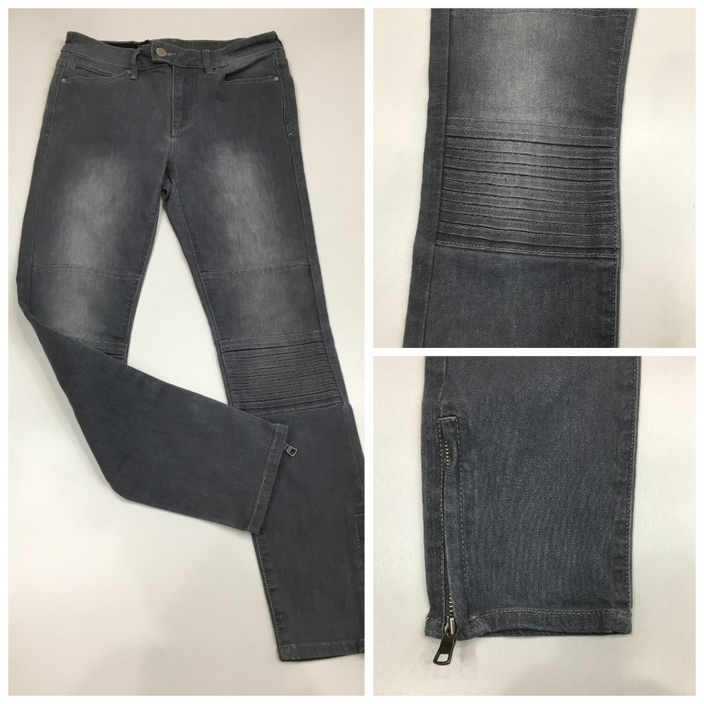 AX ARMANI EXCHANGE 5 Pocket Gray Zip Ankle Moto Crop Slim Fit Skinny Jeans